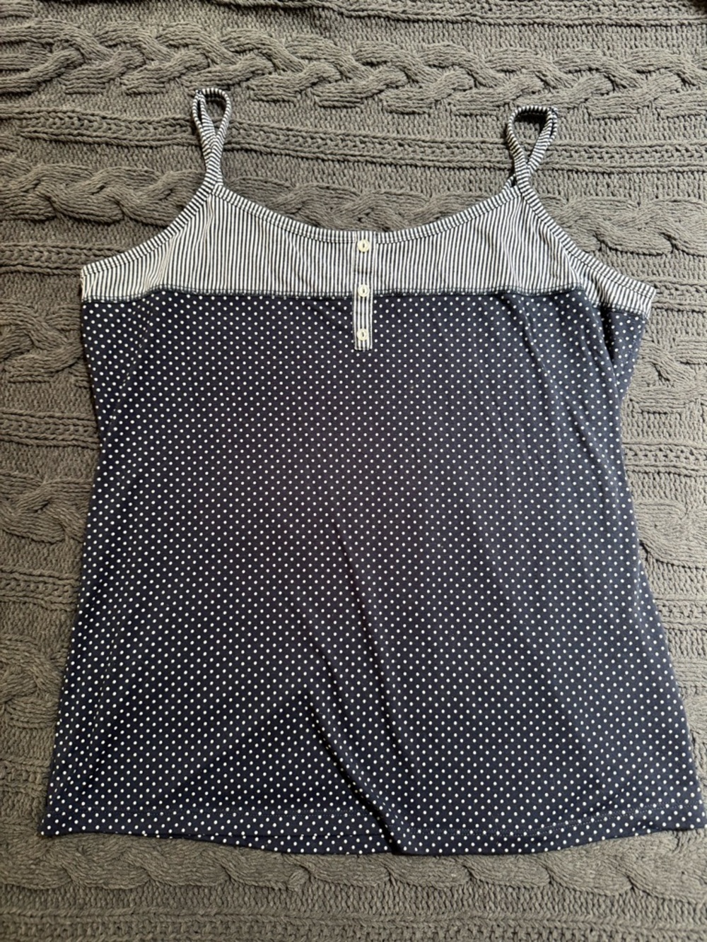 Maurices Navy Blue Polka Dot Cami Tank Top with Stripes (Women, Plus Size, XXL)